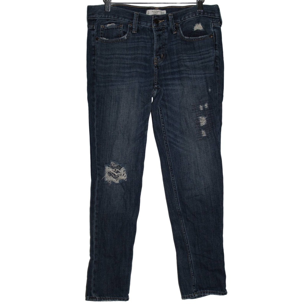 Women's Abercrombie & Fitch Blue Denim Cotton Ankle Cropped Jeans Size 26 / 2
